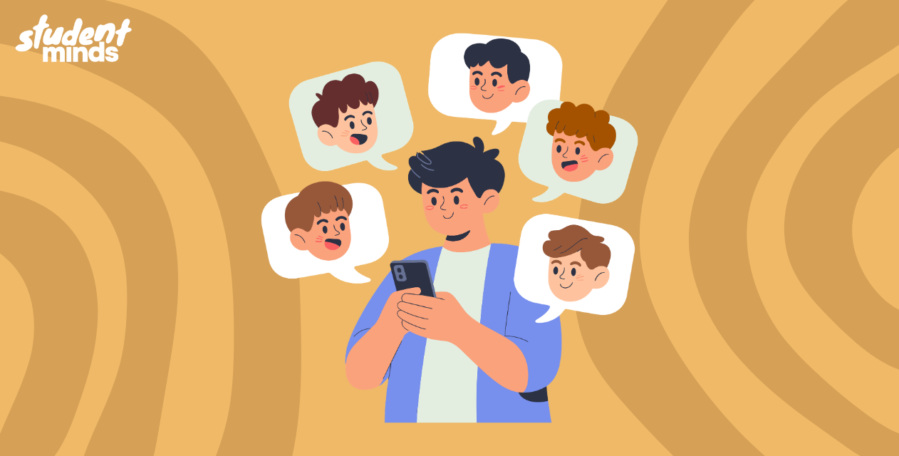 male messaging on phone