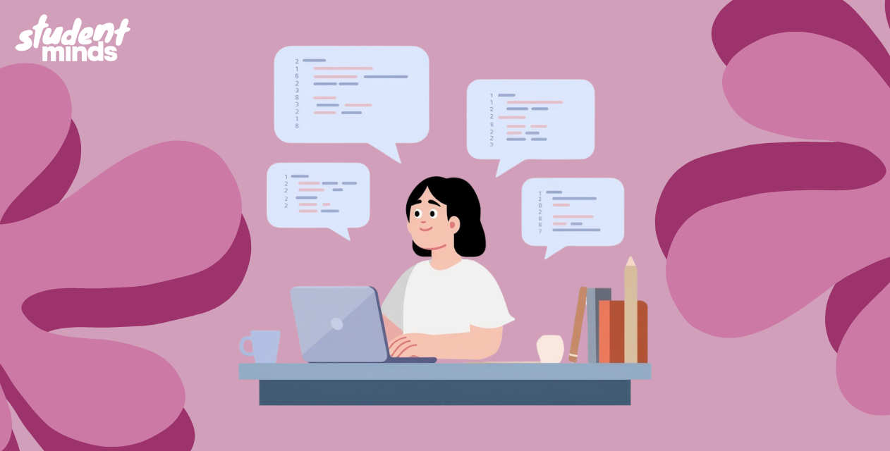 woman sat at a desk thinking