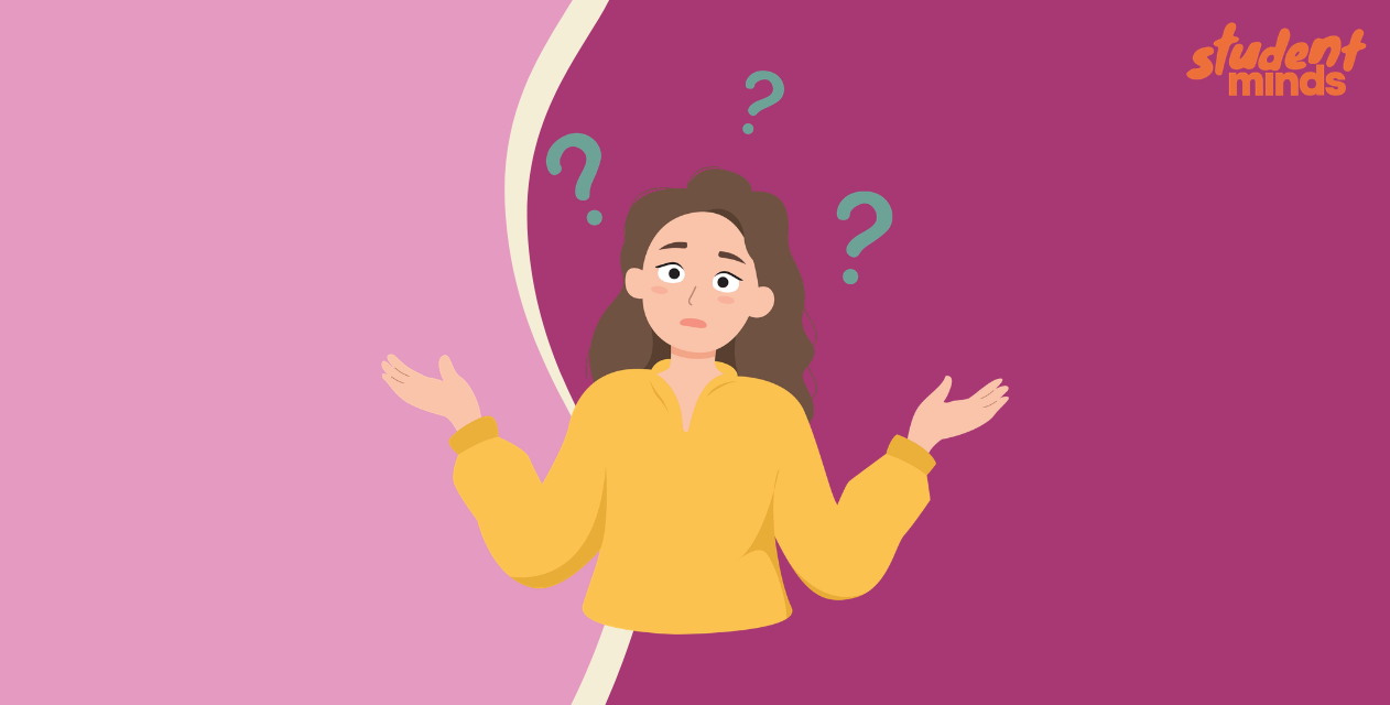 woman with hands in the air thinking